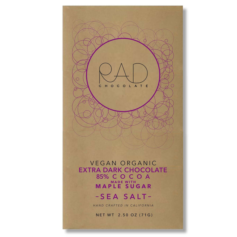Vegan Extra Dark 85% Cocoa Chocolate Maple Sugar Hint Sea Salt