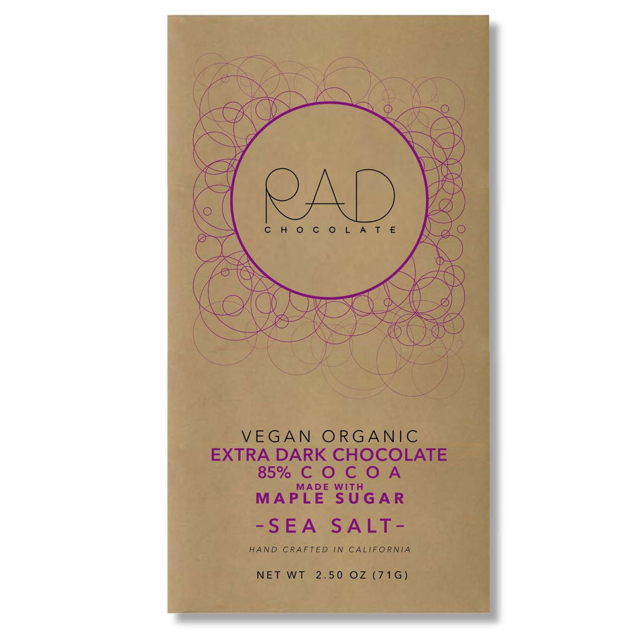 Vegan Extra Dark 85% Cocoa Chocolate Maple Sugar Hint Sea Salt