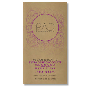 3 pack | Organic Vegan Extra Dark 85% Cocoa Chocolate Maple Sugar Hint Sea Salt - Rad Chocolate